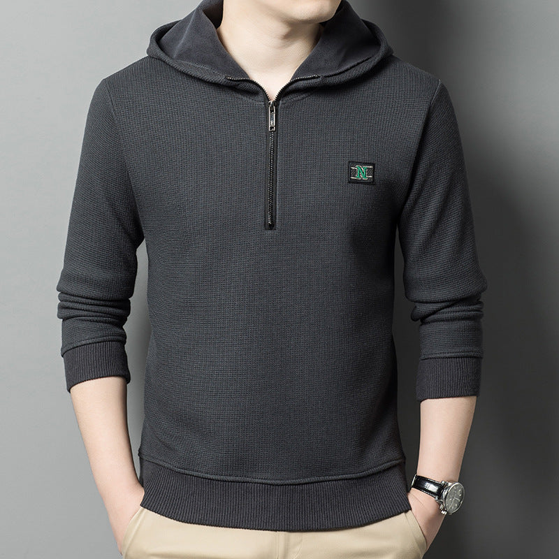 Men's Fleece-lined Breathable Casual And Comfortable Wool Hooded Sweater