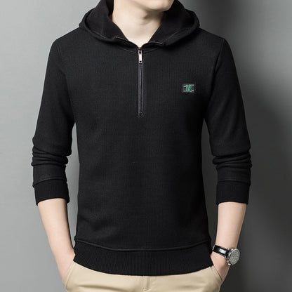 Men's Fleece-lined Breathable Casual And Comfortable Wool Hooded Sweater