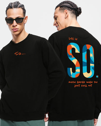 Men's Black So Typography Sweatshirt